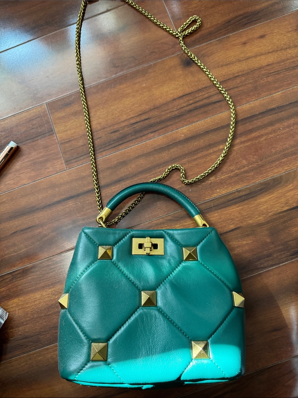 Quilted Mini Top-Handle Bag with Gold Hardware